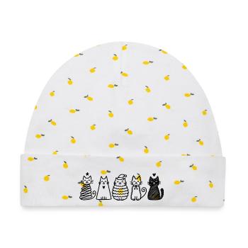 Katzen Weihnachten Silhouetten - Baby Premium Organic Mütze - Weiß/Zitronengelb - Vorne