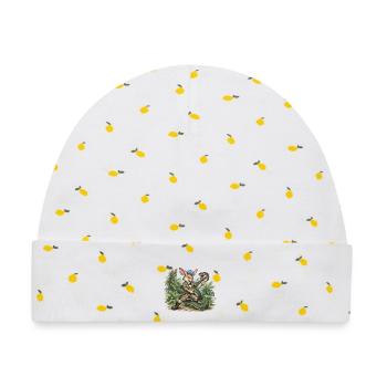 Bunny Punk Junglejäger Hase mit Dämonschlange - Baby Premium Organic Mütze - Weiß/Zitronengelb - Vorne