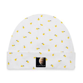 Jupiter-30cm - Baby Premium Organic Mütze - Weiß/Zitronengelb - Vorne