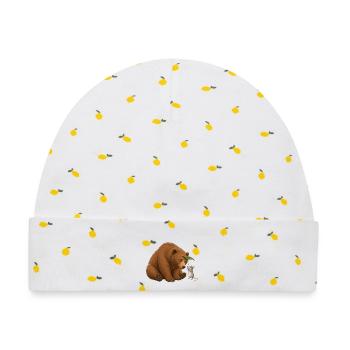 Bär und Maus - Baby Premium Organic Mütze - Weiß/Zitronengelb - Vorne
