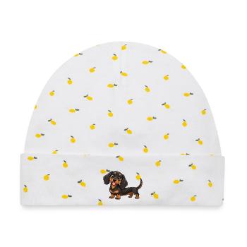 Kawaii Dackel – Niedlicher Hund mit Charme - Baby Premium Organic Mütze - Weiß/Zitronengelb - Vorne