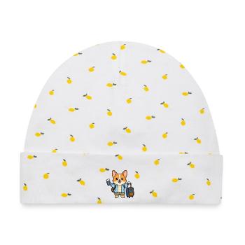 Niedlicher Kawaii Corgi World Traveler Hundepass - Baby Premium Organic Mütze - Weiß/Zitronengelb - Vorne