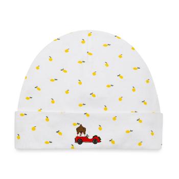 Verrücktes Huhn macht auf Auto Comic - Baby Premium Organic Mütze - Weiß/Zitronengelb - Vorne