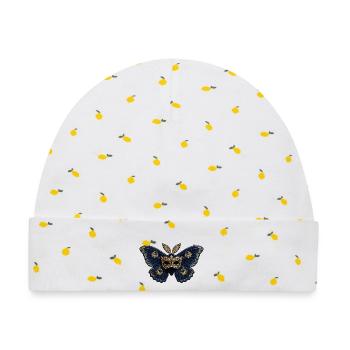 Goldener Venezianer Schmetterling - Baby Premium Organic Mütze - Weiß/Zitronengelb - Vorne