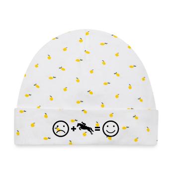 Springreiten Geschenkidee für eine Dressurreiterin - Baby Premium Organic Mütze - Weiß/Zitronengelb - Vorne