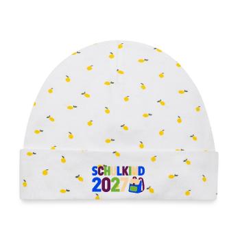 Schulkind 2027 Einschulung - Baby Premium Organic Mütze - Weiß/Zitronengelb - Vorne