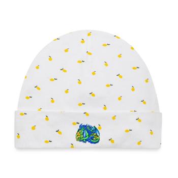 Liebevolle Drachenmama mit drei süßen Drachenbabys - Baby Premium Organic Mütze - Weiß/Zitronengelb - Vorne