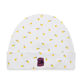 Wilder Panther in Lila und Pink im Grungelook - Baby Premium Organic Mütze - Weiß/Zitronengelb - Vorne
