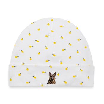 Kopfportrait Deutscher Schäferhund - Baby Premium Organic Mütze - Weiß/Zitronengelb - Vorne