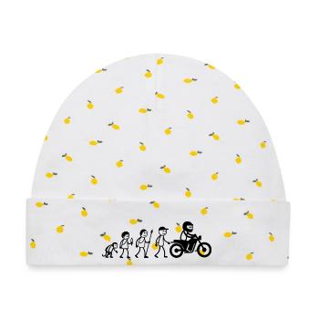  Evolution Biker Motorradfahrer Motorcycle Moped - Baby Premium Organic Mütze - Weiß/Zitronengelb - Vorne