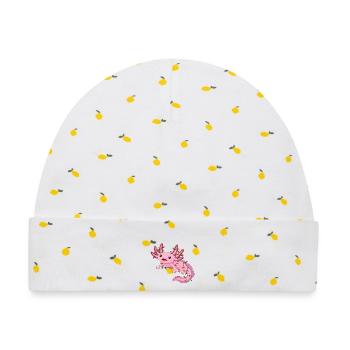 Süßer Axolotl mit Lichterkette für Weihnachten  - Baby Premium Organic Mütze - Weiß/Zitronengelb - Vorne
