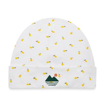 Bergsee im Morgenlicht – geometrisches Naturmotiv - Baby Premium Organic Mütze - Weiß/Zitronengelb - Vorne