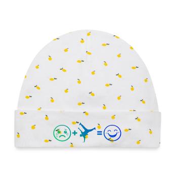 Geschenkidee für den Hip-Hop-Tänzer mit Breakdance - Baby Premium Organic Mütze - Weiß/Zitronengelb - Vorne
