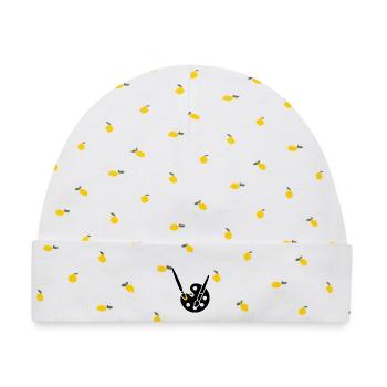 Malerei, Farbpalette, Pinsel, Kunst Symbol - Baby Premium Organic Mütze - Weiß/Zitronengelb - Vorne