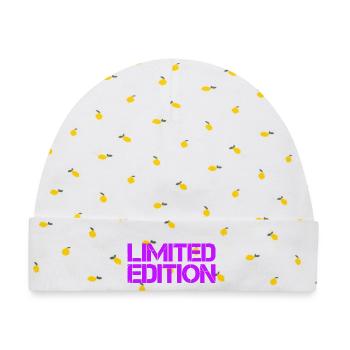 Limitierte Edition Schriftzug - Baby Premium Organic Mütze - Weiß/Zitronengelb - Vorne