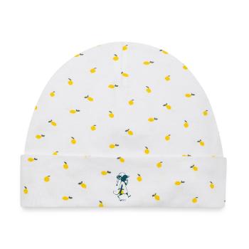 Müde Maus Schlafenszeit  - Baby Premium Organic Mütze - Weiß/Zitronengelb - Vorne