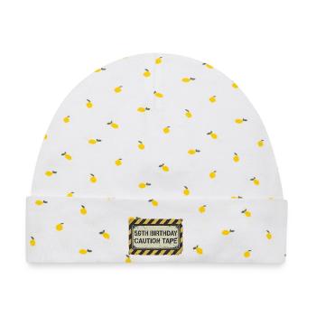 50th Birthday Caution Tape - Baby Premium Organic Mütze - Weiß/Zitronengelb - Vorne