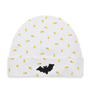 Dunkle Fledermaus, handgezeichnete Silhouette - Baby Premium Organic Mütze - Weiß/Zitronengelb - Vorne
