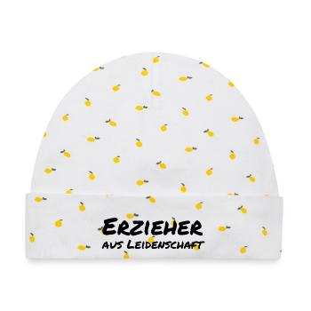 Erzieher aus Leidenschaft Kita Geschenk - Baby Premium Organic Mütze - Weiß/Zitronengelb - Vorne