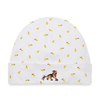 Schäferhund und Marienkäfer auf Rollschuhen - Baby Premium Organic Mütze - Weiß/Zitronengelb - Vorne