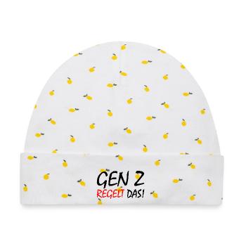 gen z regelt das - Baby Premium Organic Mütze - Weiß/Zitronengelb - Vorne