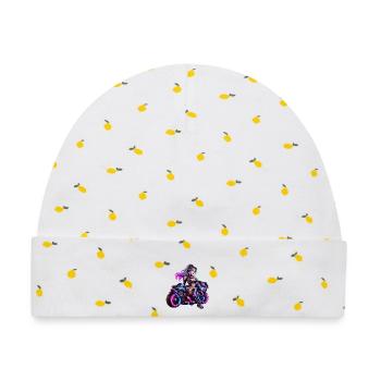 Cyber-Neon-Moto-Königin - Baby Premium Organic Mütze - Weiß/Zitronengelb - Vorne