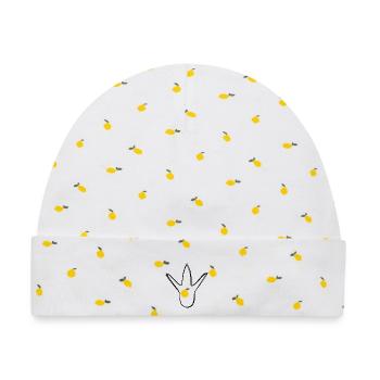 Dinospur handgezeichnet - Baby Premium Organic Mütze - Weiß/Zitronengelb - Vorne