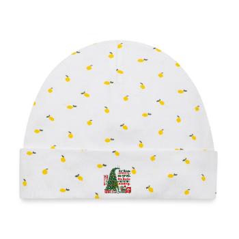 Lustiger Weihnachtsbaum zu groß Papa Spruch - Baby Premium Organic Mütze - Weiß/Zitronengelb - Vorne