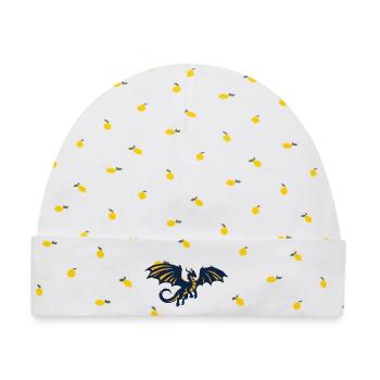 Blauer Drache Illustration - Baby Premium Organic Mütze - Weiß/Zitronengelb - Vorne