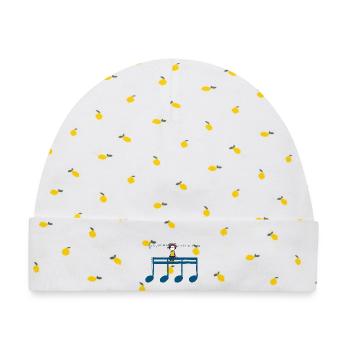 Headphones Blue Notes – T-Shirt für Musikliebhaber - Baby Premium Organic Mütze - Weiß/Zitronengelb - Vorne