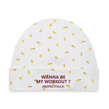 053 möchte mein Workout sein, respektvoll - Baby Premium Organic Mütze - Weiß/Zitronengelb - Vorne