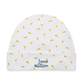 Skagen Grå Fyr – Leuchtturm und Wärterhaus - Baby Premium Organic Mütze - Weiß/Zitronengelb - Vorne