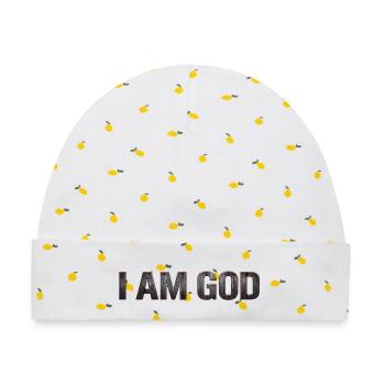 I AM GOD – Rustikale Metalltypografie - Baby Premium Organic Mütze - Weiß/Zitronengelb - Vorne