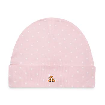 Twin Fox - Baby Premium Organic Mütze - Rosa/Weiße Punkte - Vorne