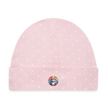 Otter Buntglas Bunte Karikatur Kawaii Tier - Baby Premium Organic Mütze - Rosa/Weiße Punkte - Vorne