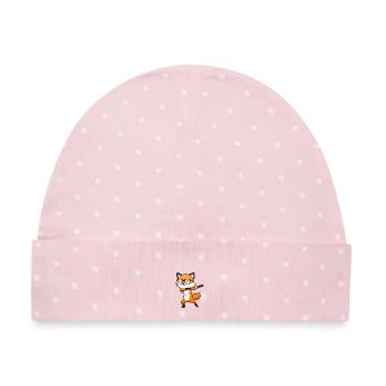 Fuchs Dab Dabbing Füchsin - Baby Premium Organic Mütze - Rosa/Weiße Punkte - Vorne