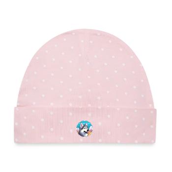 Nördliche Inuit Hunderasse Cartoon Kawaii Aquarell - Baby Premium Organic Mütze - Rosa/Weiße Punkte - Vorne