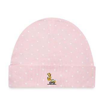 3. Geburtstag: Radlader hebt eine große 3 - Baby Premium Organic Mütze - Rosa/Weiße Punkte - Vorne