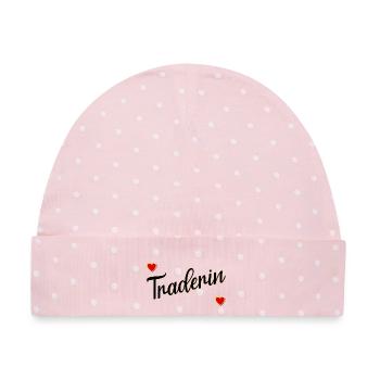 Börse Traderin - Baby Premium Organic Mütze - Rosa/Weiße Punkte - Vorne