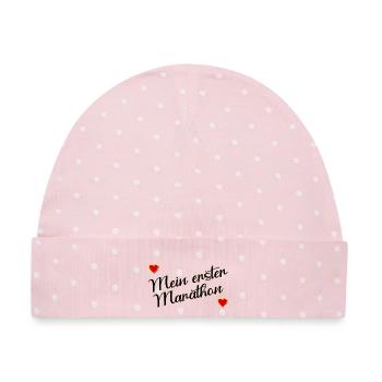 Erster Marathon, Laufen - Baby Premium Organic Mütze - Rosa/Weiße Punkte - Vorne