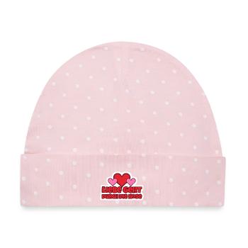 Liebe geht durch die Hose Sticker - Baby Premium Organic Mütze - Rosa/Weiße Punkte - Vorne