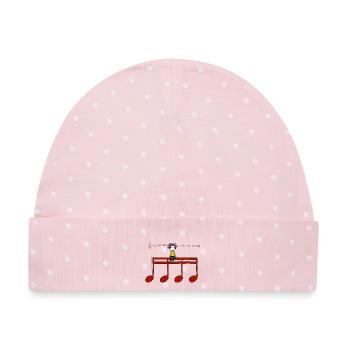 Headphones Red Notes – T-Shirt für Musikliebhaber - Baby Premium Organic Mütze - Rosa/Weiße Punkte - Vorne