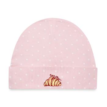 Hallo französischer Halbmond - Baby Premium Organic Mütze - Rosa/Weiße Punkte - Vorne