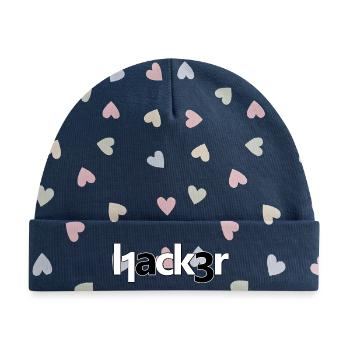 Hacker - Baby Premium Organic Mütze - Marineblau/Bunte Herzen - Vorne