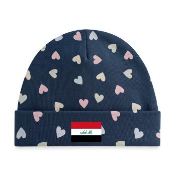 Irak - Baby Premium Organic Mütze - Marineblau/Bunte Herzen - Vorne