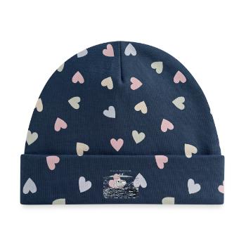 UTÖ GREY SEAL - Marine Textilien und Geschenke - Baby Premium Organic Mütze - Marineblau/Bunte Herzen - Vorne