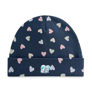Eisbärenfamilie im Herzen :) - Baby Premium Organic Mütze - Marineblau/Bunte Herzen - Vorne