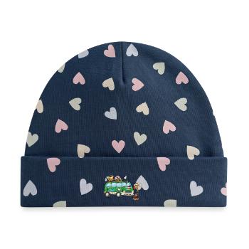 Ungarn Camper Wohnmobil - Baby Premium Organic Mütze - Marineblau/Bunte Herzen - Vorne
