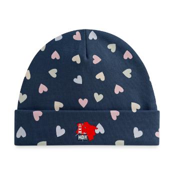 Moin Niedersachsen Leuchtturm - Baby Premium Organic Mütze - Marineblau/Bunte Herzen - Vorne