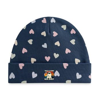 Lustige Halloween-T-Shirts Das ist ein Boo Sheet Ghost - Baby Premium Organic Mütze - Marineblau/Bunte Herzen - Vorne